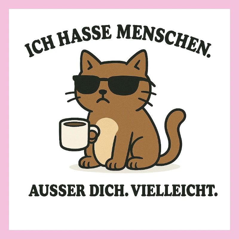 Thème chat avec tasse à café et lunettes de soleil