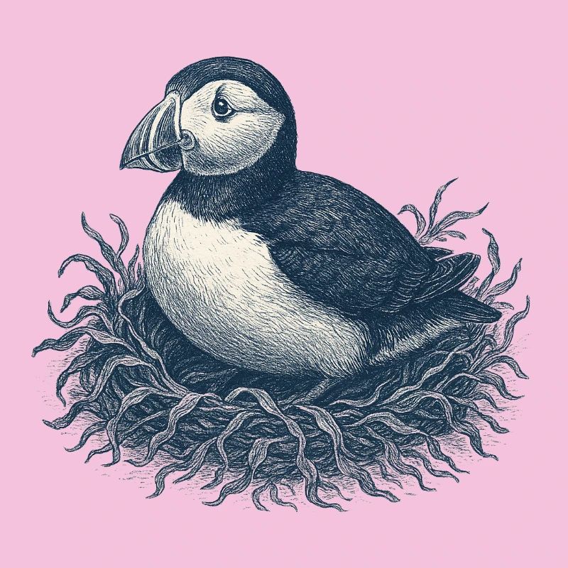Illustration détaillée d’un nid de macareux