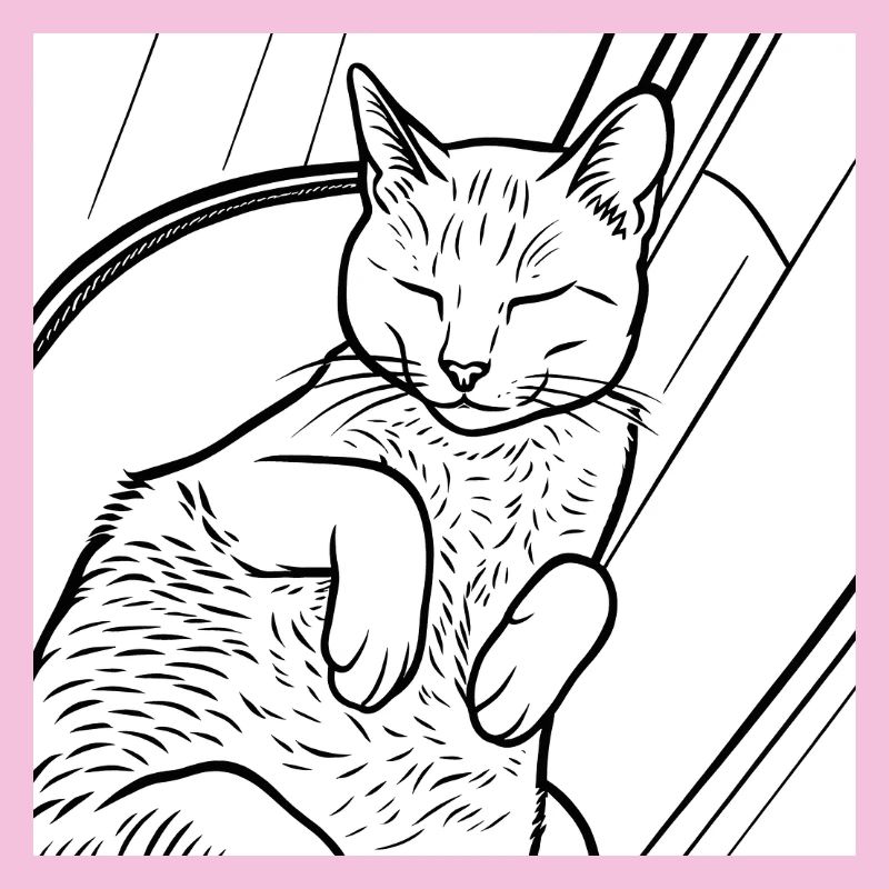 Sleeping Cat Line Art