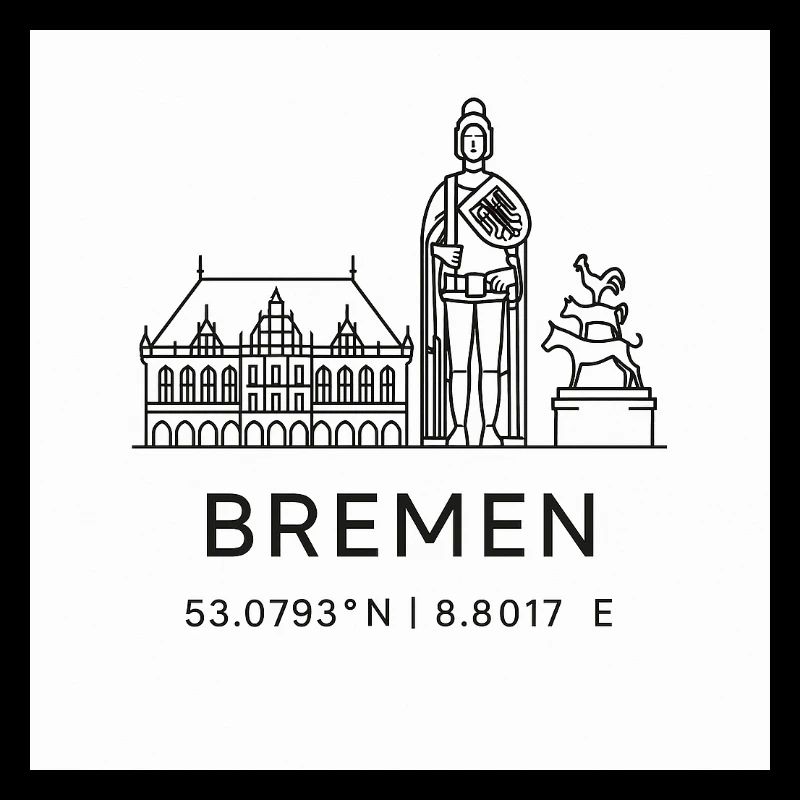 Bremen Linienkunst Silhouette Wahrzeichen