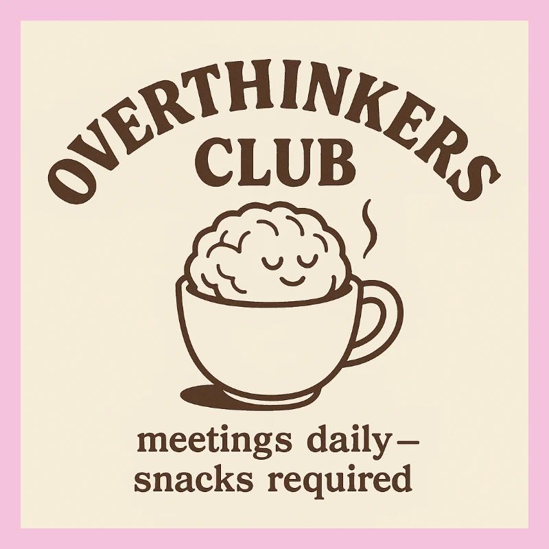 Funny Overthinkers Coffee Brain – Retro Line Art