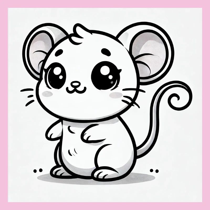 Kawaii Mouse Black White