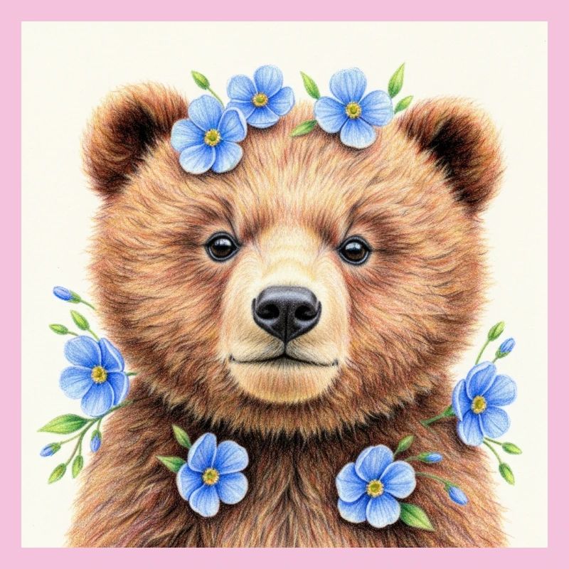 Modèles ours fleurs bleues 