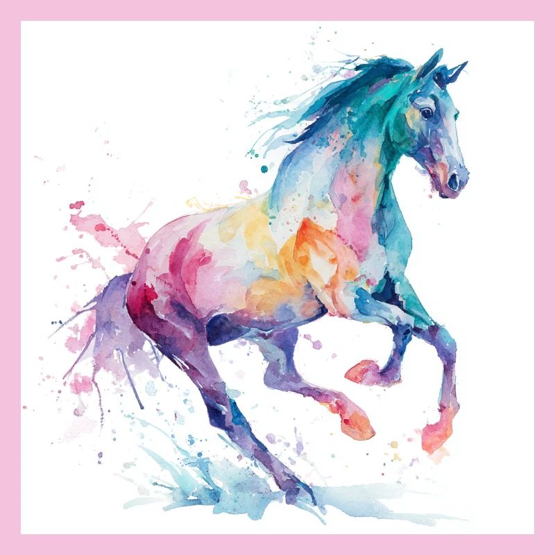 Regenbogen-Aquarellpferd