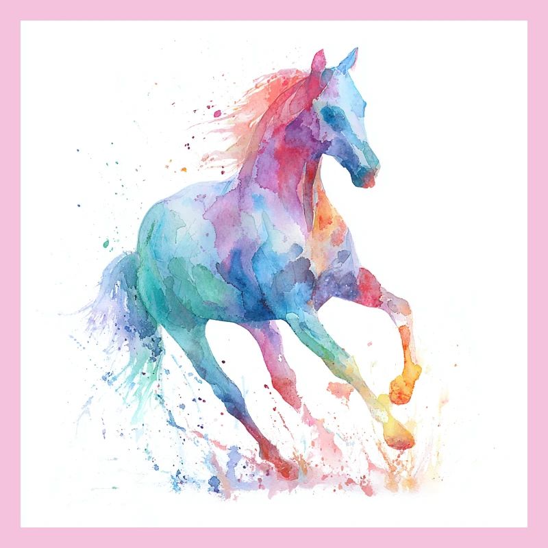 Regenbogen-Aquarellpferd