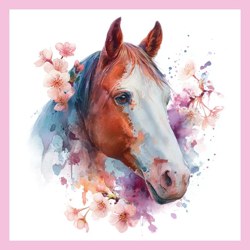Florales Aquarellpferd