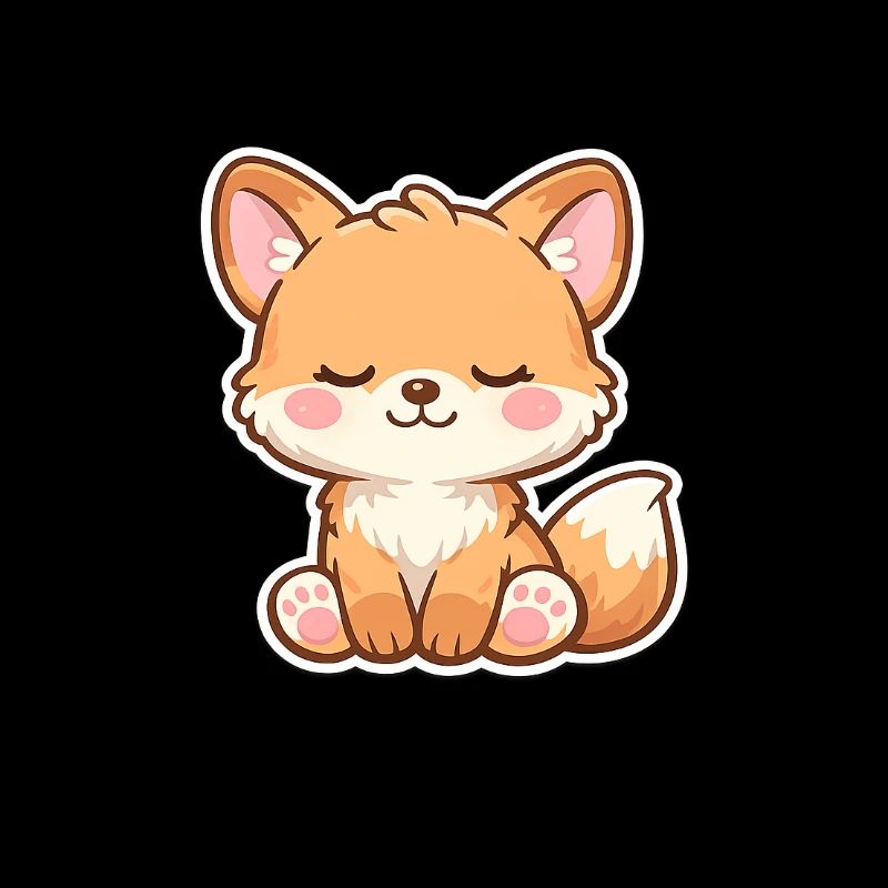 Bébé renard doux endormi à la manière Kawaii