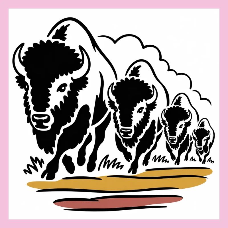 Horde de bisons en mouvement