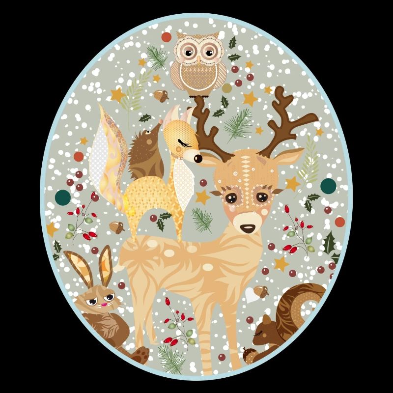 Mignons animaux de la forêt célébrant Noël ensemble