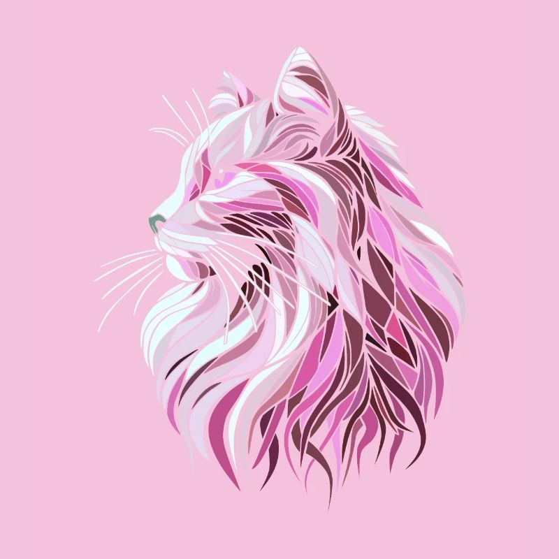 Pink cat head geometric art polygons