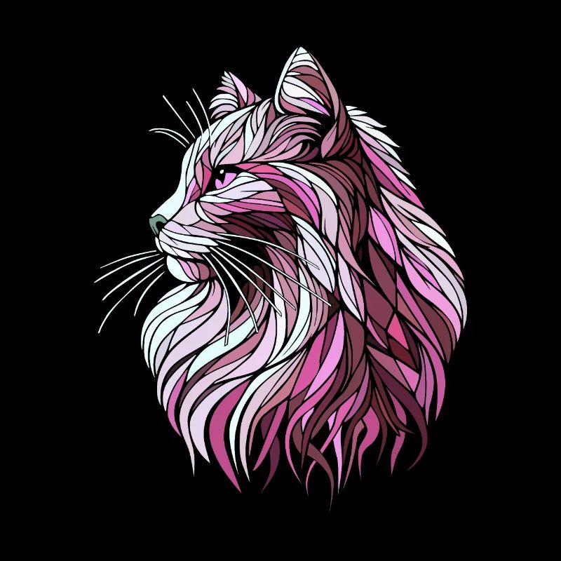 Pink cat head geometric art polygons