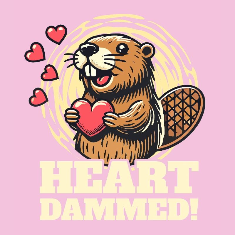 Heart Dammed - Cute Beaver Design for Valentine's Day