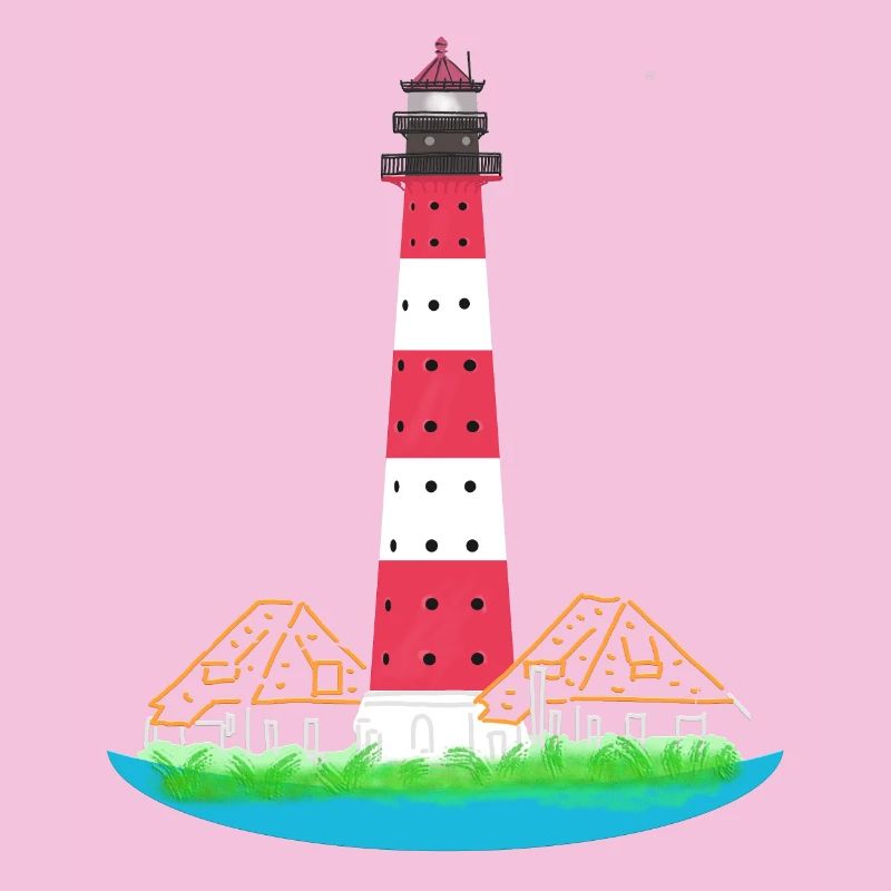 Phare Westerheversand, sans texte, Mer du Nord