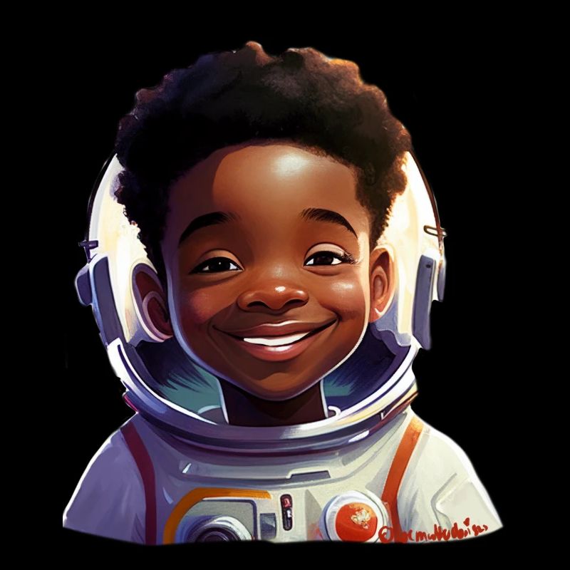 Young female astronaut with rays