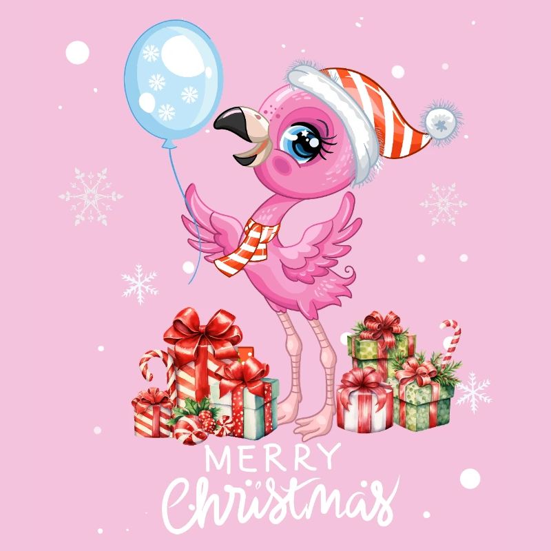 Flamingo à Noël. Cadeau de Noël