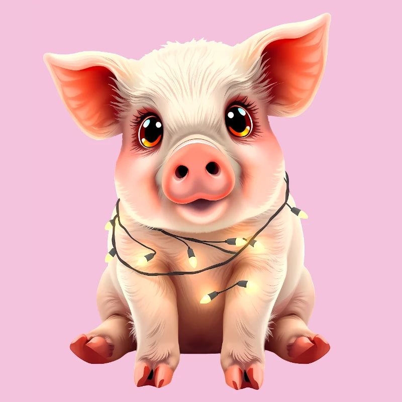 Cochon drôle drôle d’animal de ferme de Noël mignon