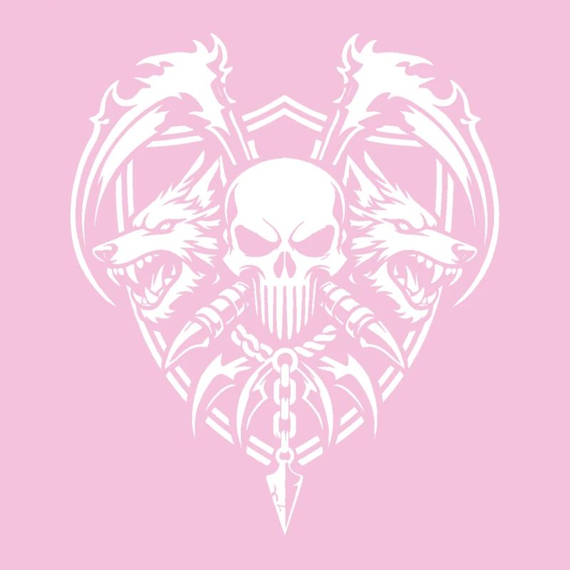 Skull and Twin Wolves Warrior Emblem