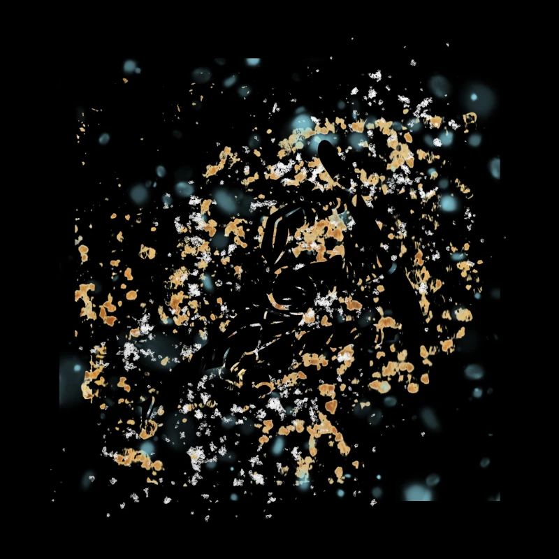Blue-gold splashed snowboard