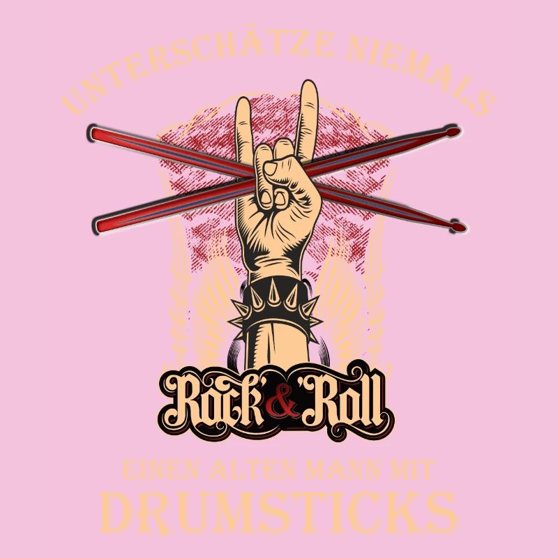 Drummer Schlagzeuger - alter Mann mit Drumsticks