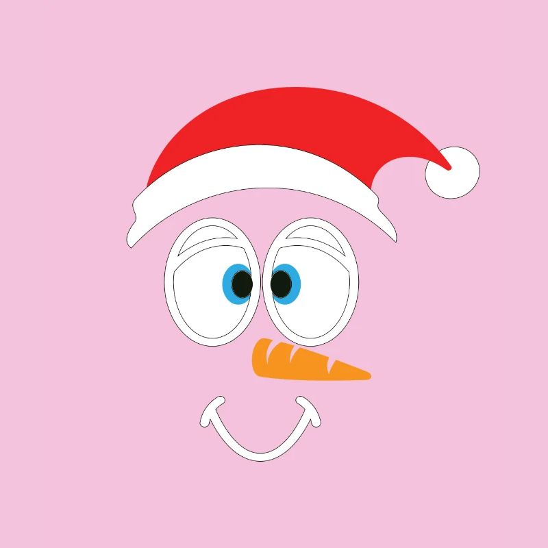 Cheerful snowman with santa hat