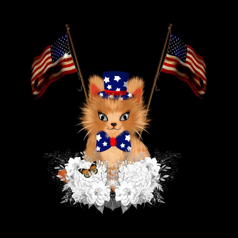 Chaton mignon avec le drapeau et le drapeau américain