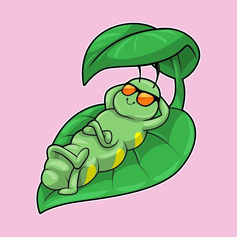 Caterpillar with leaf as parasol