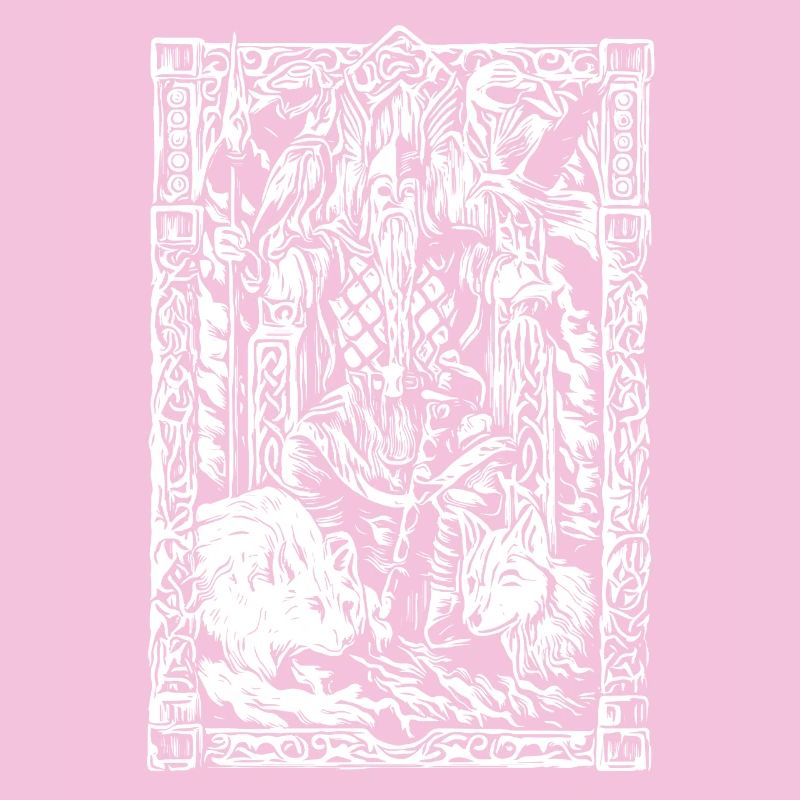 Table viking avec loups et corbeaux