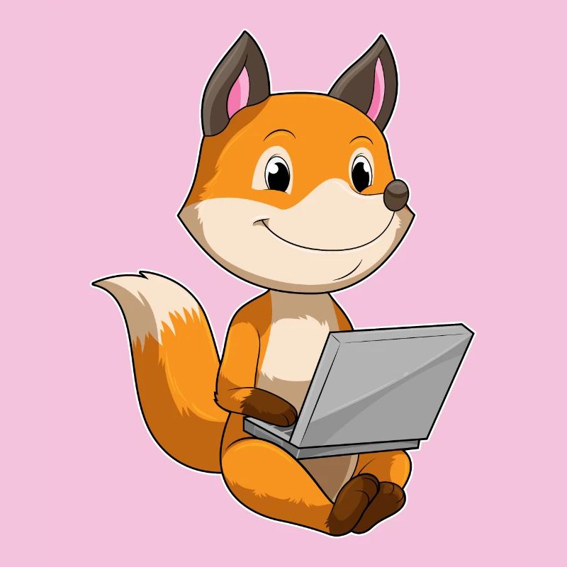 Fuchs avec ordinateur portable