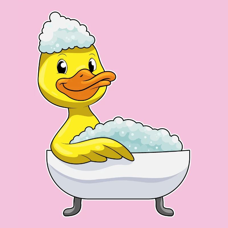 Bain de canard avec baignoire et mousse