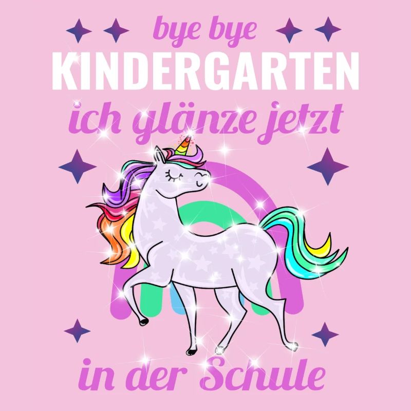 Bye Bye Kindergarten Glitzer Einhorn Einschulung