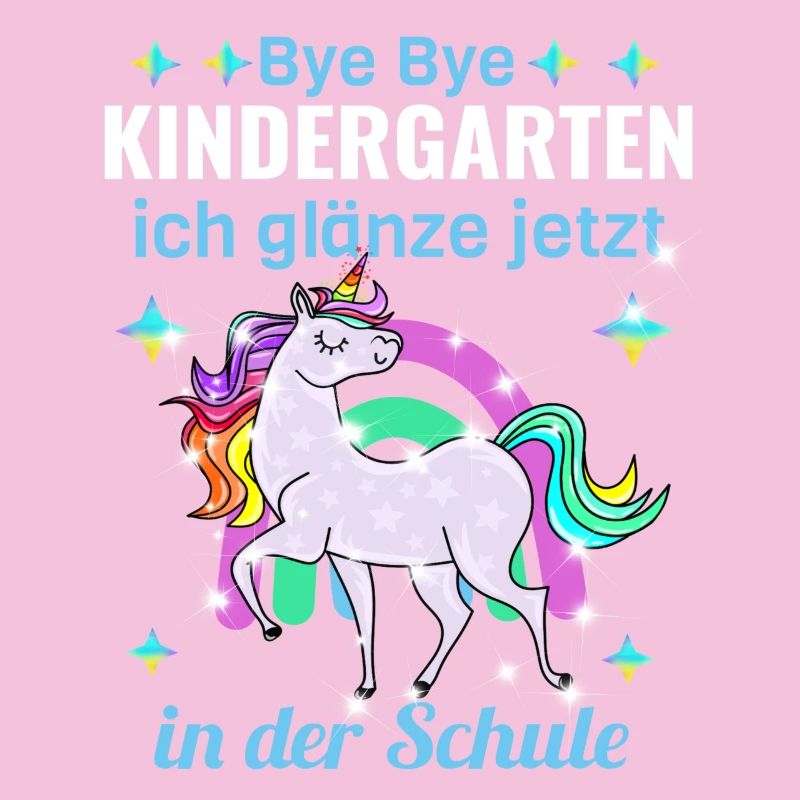 Bye Bye Kindergarten Glitzer Einhorn Einschulung