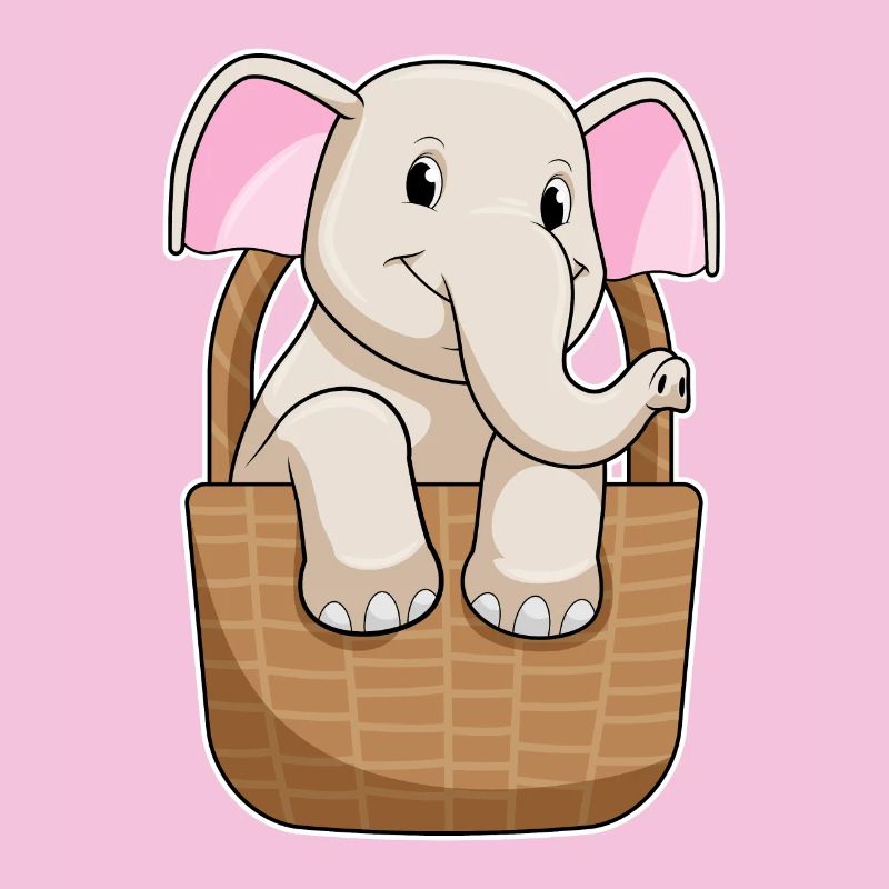 Éléphant avec panier