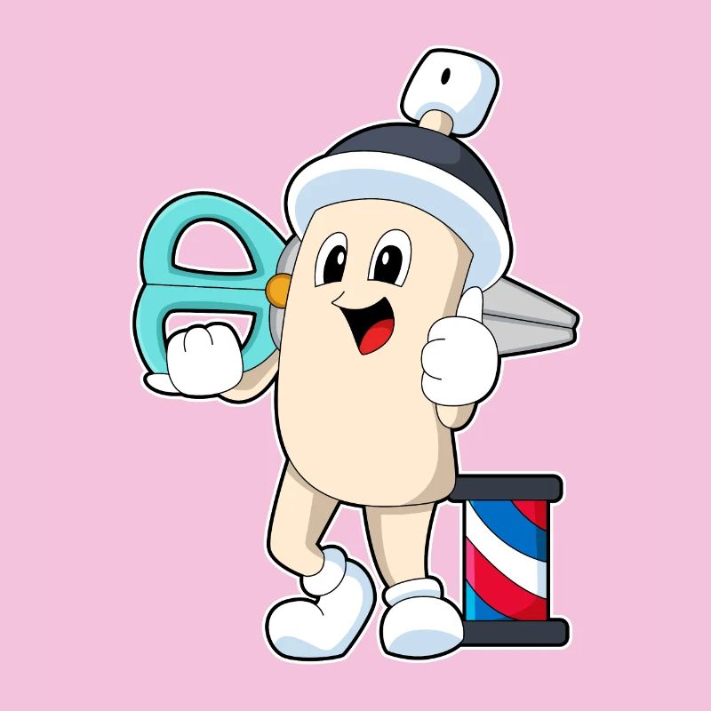 Laque de coiffure comme coiffeur avec des ciseaux