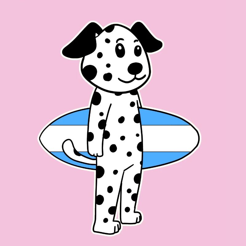 Surfboard Hund Dalmatiner Surfen Geschenk