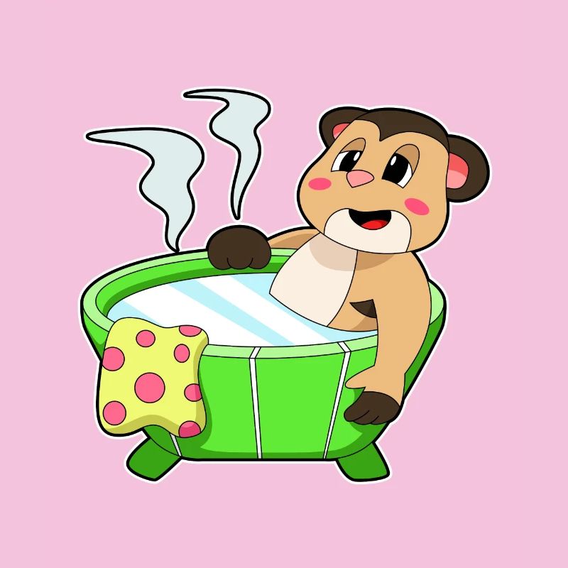 Suricates se baignant dans la baignoire