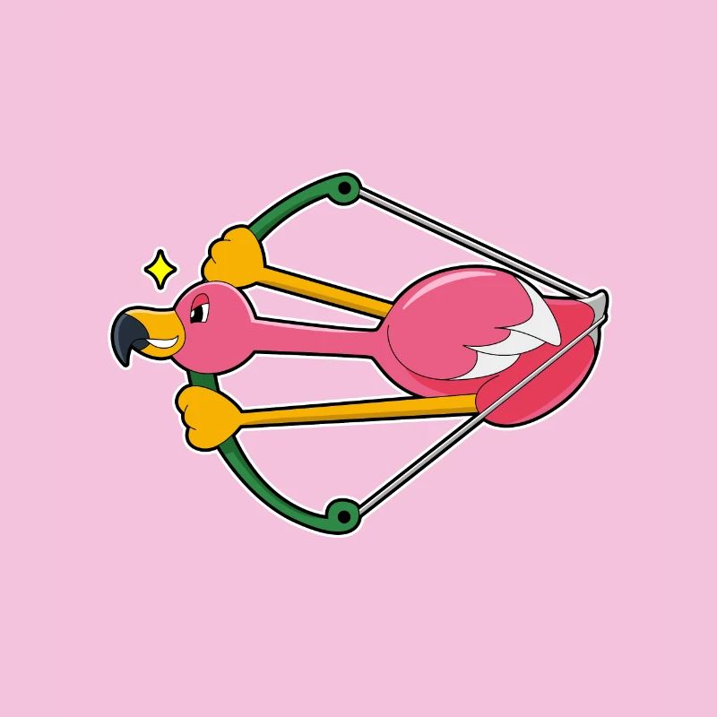 Flamant rose comme une flèche avec arc