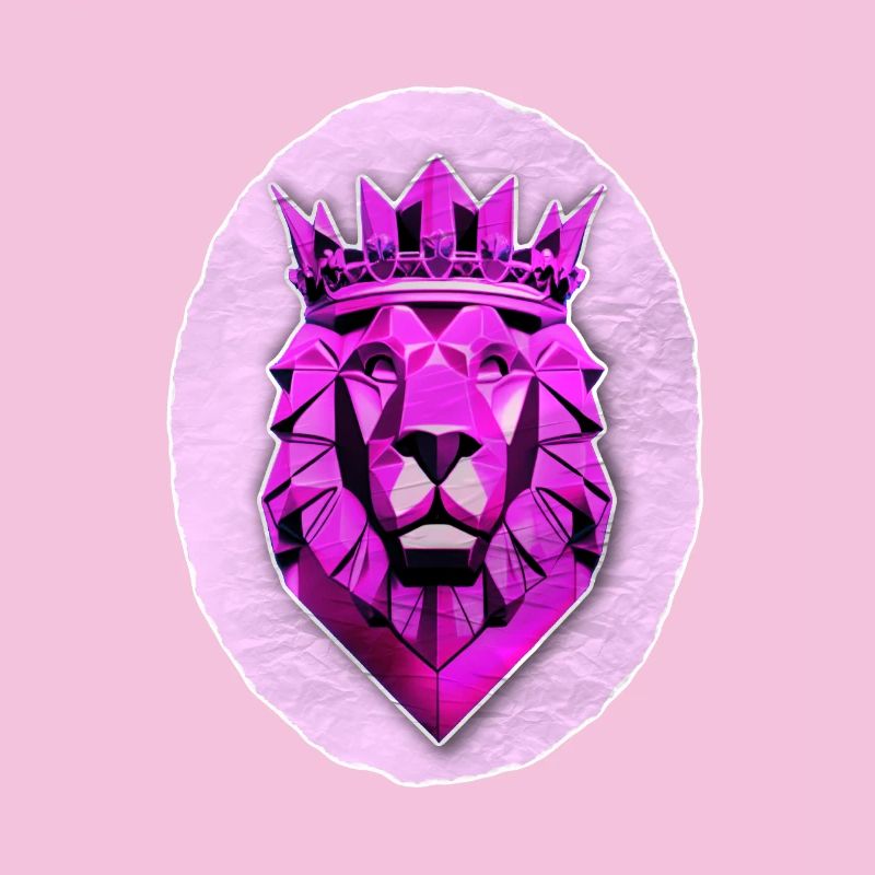 Geometrischer Löwe mit Magenta-Krone