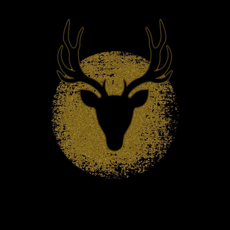 Golden deer silhouette in a circle