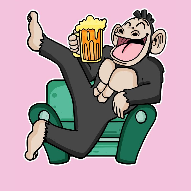Funny monkey drinks beer
