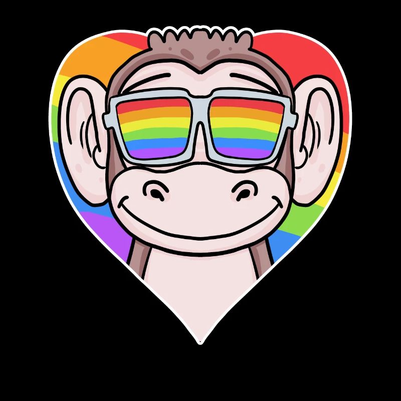 Gay Tier Affe Regenbogen Herz