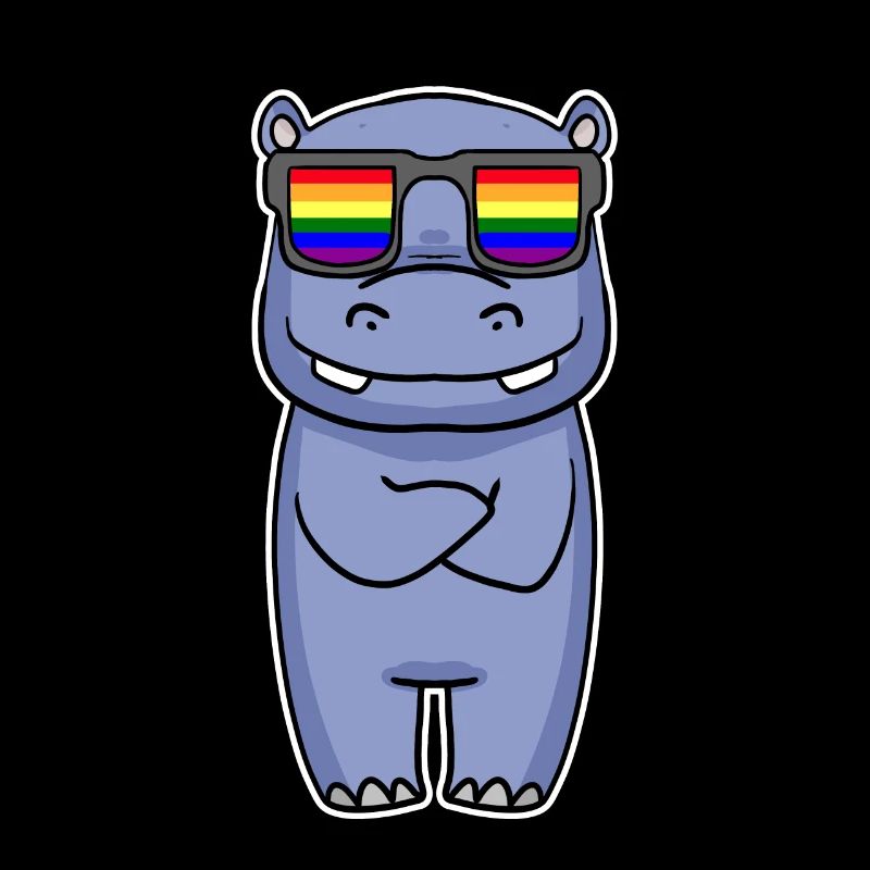Arc-en-ciel - Hippopotame avec lunettes