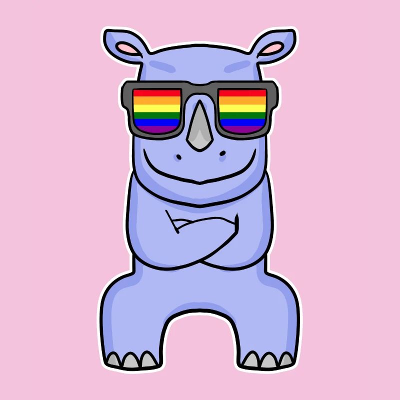 Regenbogen - Nashorn mit Brille
