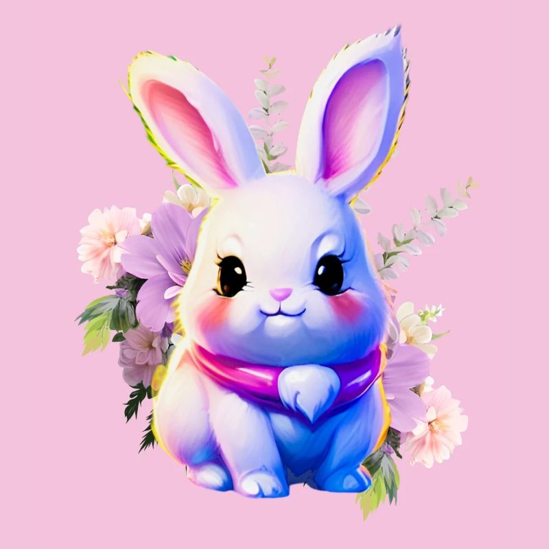 Flowers Easter Bunny Cute Bunny