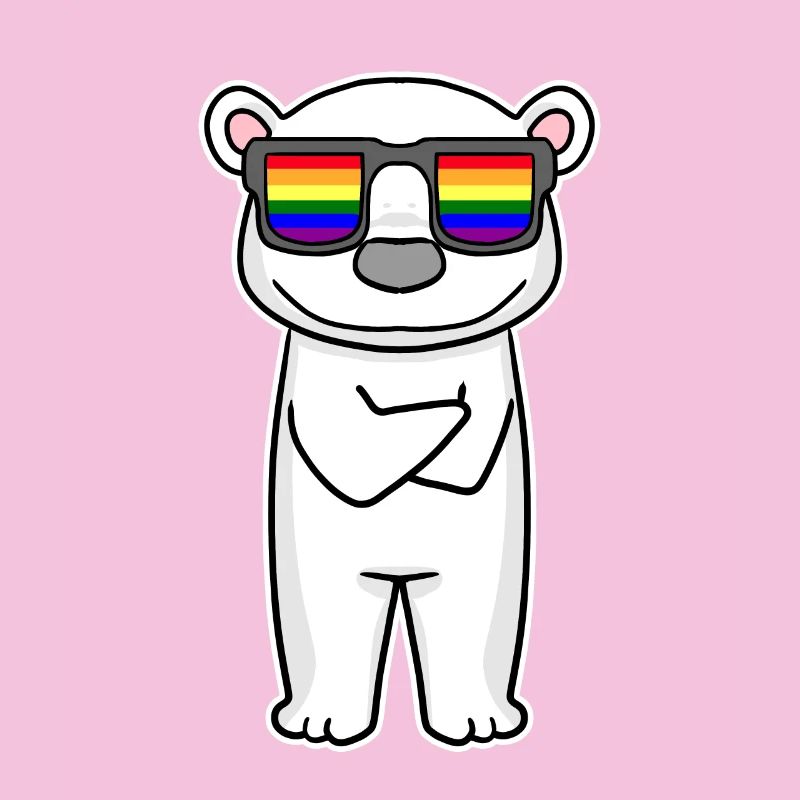 Rainbow - polar bear with glasses