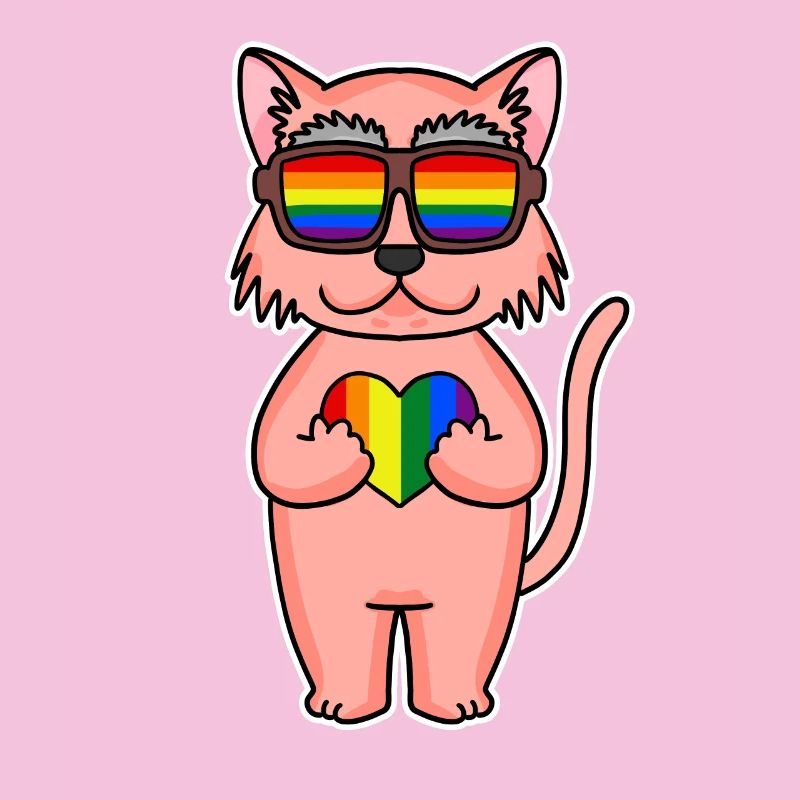Rainbow Colorful Cat - Cool Cat