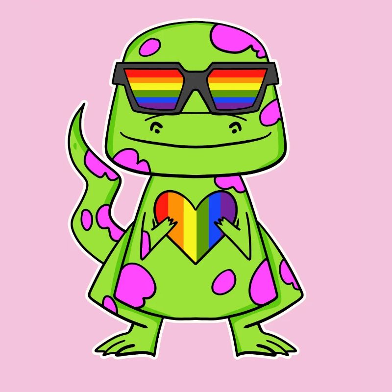 Dino Regenbogen Herz Dinosaurier