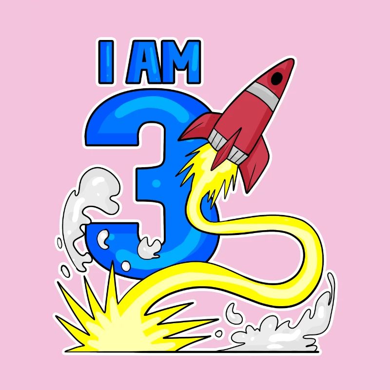 3 Birthday Boy Astronaut Rocket - Three Years