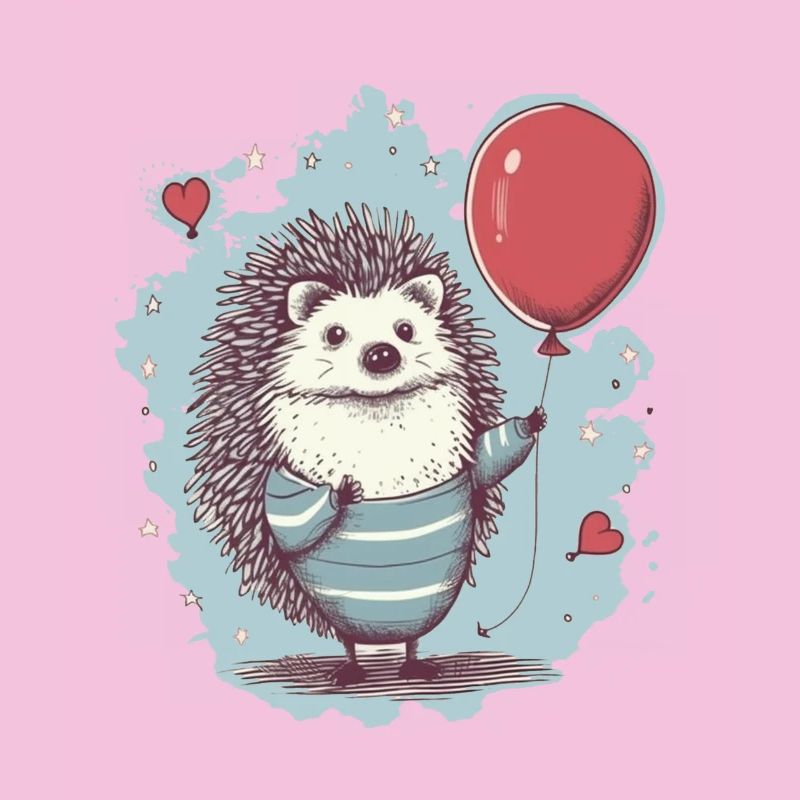 süsser Igel mit Luftballon