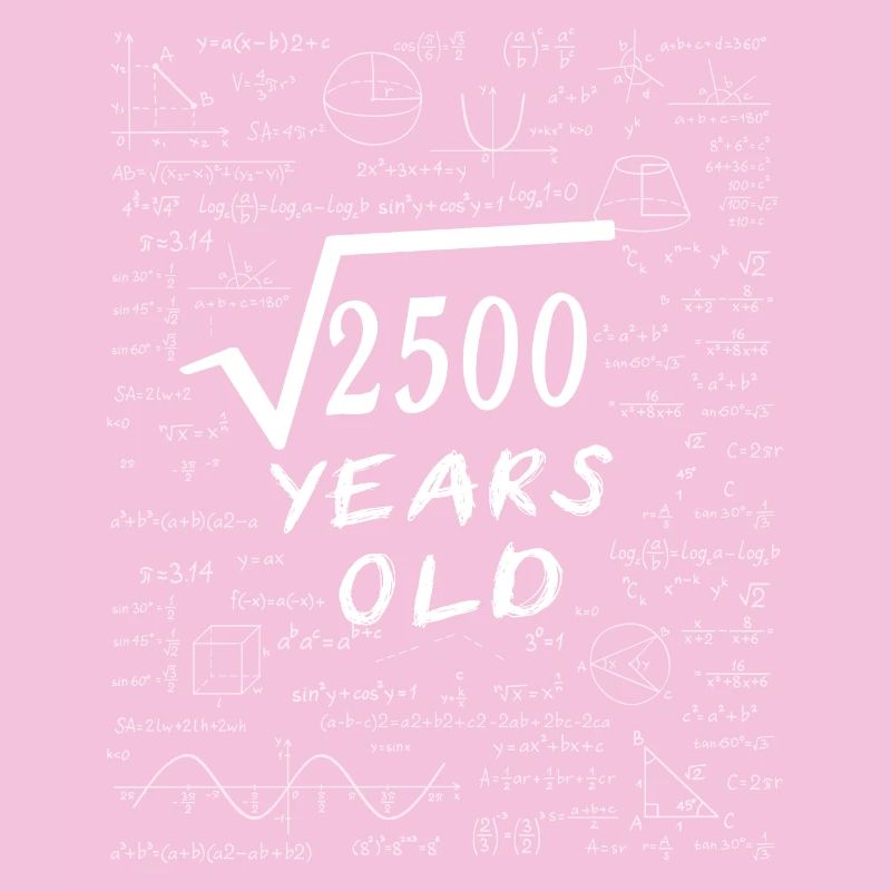 50th Anniversary 50 years Square root of 2500 math