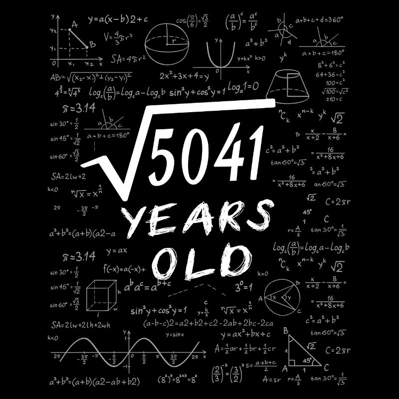 71e Anniversaire 71 ans Racine carrée de 5041 math
